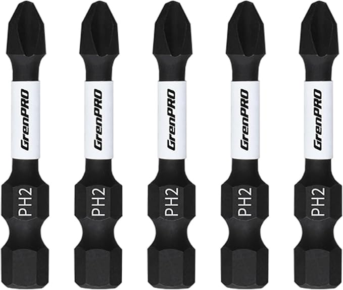 Screwdriving Power Bits PH2-2IN*5pcs Magnetic Phillips #2 S2 Steel Anti-Slip Long Screwdriver Bit Set 1/4 Inch Hex Shank Impact Tough Screws Drive Bits
