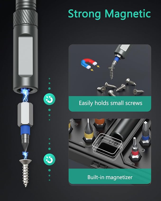 ORIA 34 in 1 Magnetic Screwdriver Set, DIY Ratchet Screwdriver Set, Upgraded Portable Repair Tool Kit with Detachable Ratchet Handle, 32 Color-Coded Precision Bits for DIY Furniture Computer Bicycle