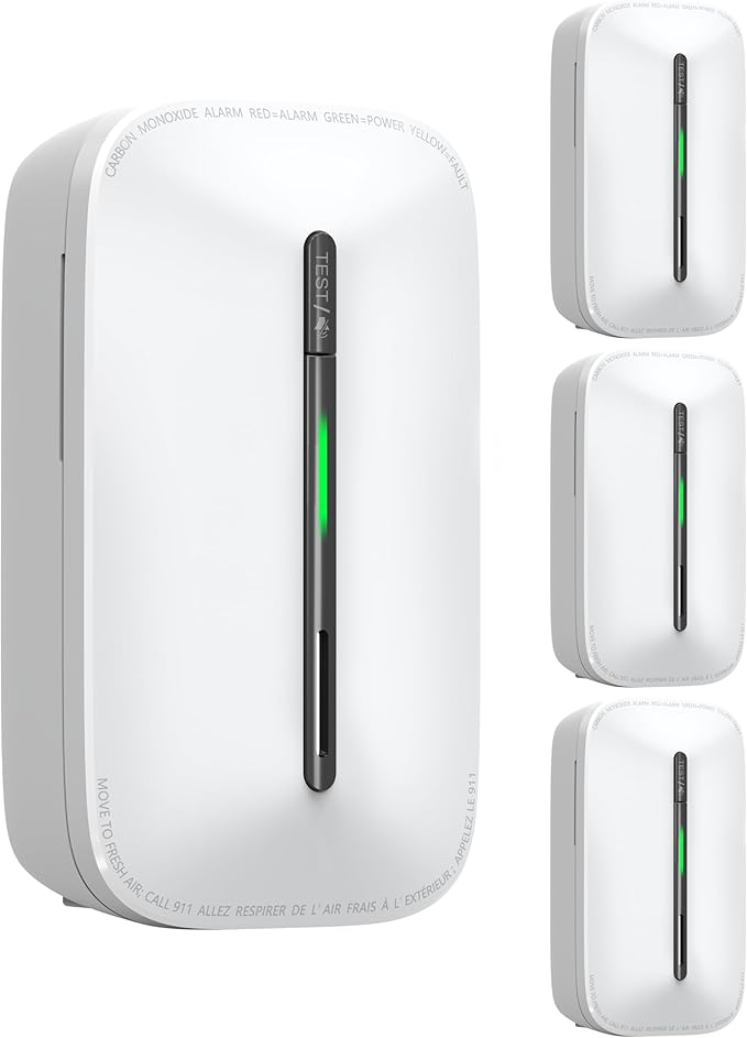 Ecoey Carbon Monoxide Detectors Plug-in with Advanced Electrochemical Sensor 10 Year Carbon Monoxide Detector Foldable Plug with Battery Backup CO Detector for Home and Kitchen FJ146A, 4 Packs