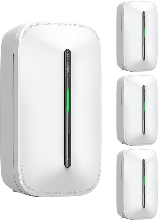 Ecoey Carbon Monoxide Detectors Plug-in with Advanced Electrochemical Sensor 10 Year Carbon Monoxide Detector Foldable Plug with Battery Backup CO Detector for Home and Kitchen FJ146A, 4 Packs