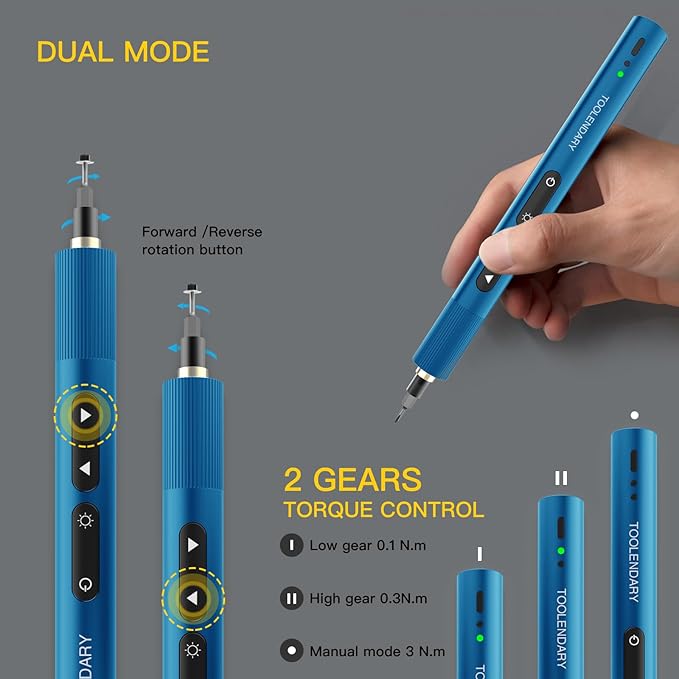 Electric Screwdriver Sets, 55 in 1 Mini Electric Screwdriver Rechargeable, Precision Screwdriver Kits with Magnetic Bits, Small Power Screwdriver Set for Phone, Glasses, Blue