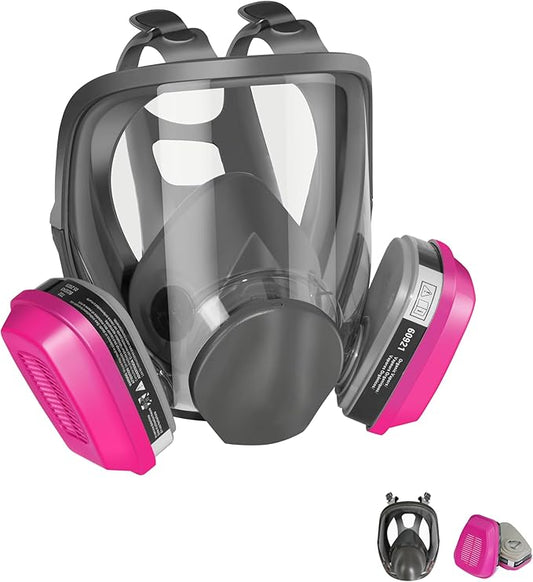 Full Face Gas Respirator Mask with 60921 Filters - Ideal for Protection Against Gases Dust Organic Vapors Spray Sanding welding 6800