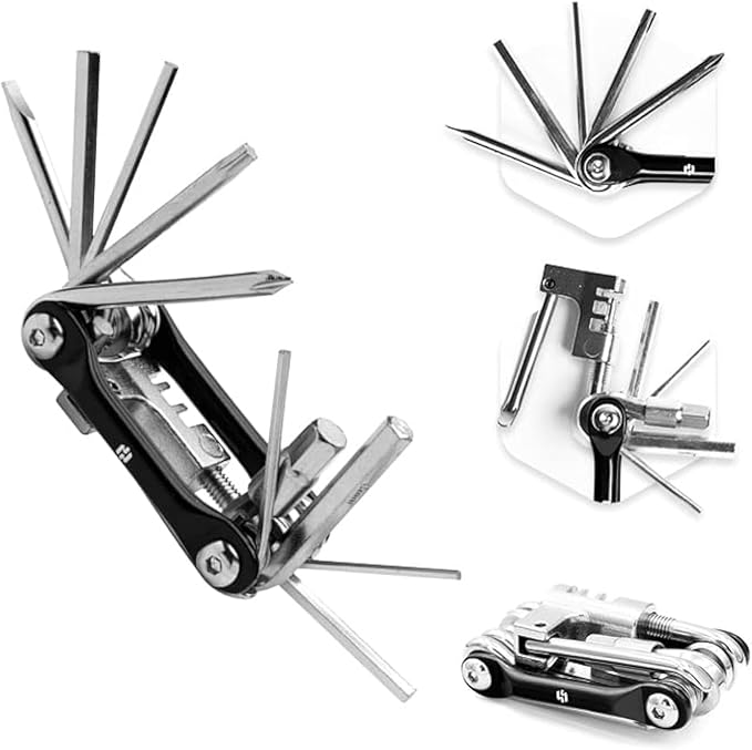 Bike Multitool - Bike Tool Kit -12 In 1 Lightweight Stainless Steel Bicycle Multi tool - Safety Locking, Survival Gear With Hex Key, Screwdriver, Chain Cutting Tool by Hayvenhurst