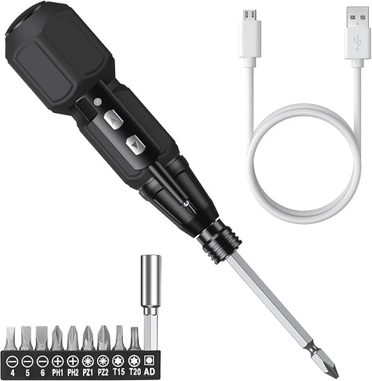 AMIR Electric Screwdriver Cordless, Rechargeable Power Screwdrivers Set, Portable Automatic Home Repair Tool Kit with LED Lights and USB Cable