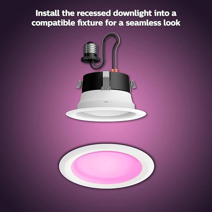 Philips Hue Smart 4 Inch LED Downlights, Color-Changing Recessed Lighting, 6 Pack, 850 LM, Control with Hue App, Compatible with Alexa, Google Assistant, and Apple HomeKit