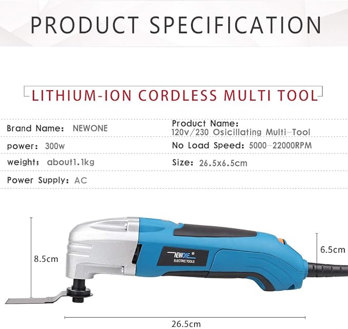 NEWONE Oscillating Tool,1.8 Amp Power Tools,Variable Speed Oscillating Multi-Tool Kit with 20pcs Oscillating Tools Accessories