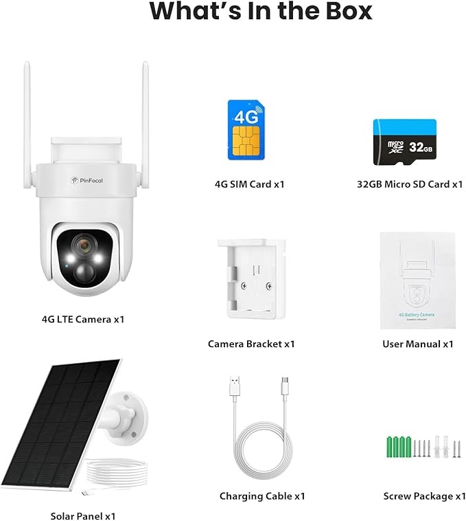 4G LTE Cellular Security Camera Wireless Outdoor, No WiFi Needed, 2K Color Night Vision, 360° View Pan/Tilt, 2 Way Talk, PIR Motion Sensor, Built-in SIM Card (Support Verizon/AT&T/T-Mobile)