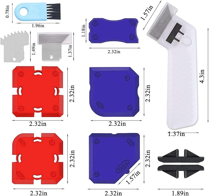 12Pcs Caulking Tool Kit, Professional Silicone Profiling Kit with Sealant Finishing Tools and Caulk Removal Tools