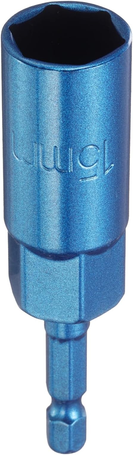 HARFINGTON Nut Driver 15mm Hex Drive Socket CR-V Steel Power Screw Drill Bits Socket Wrench Tools with 1/4" Quick Change Hex Shank for Power Drills Impact Drivers, Blue