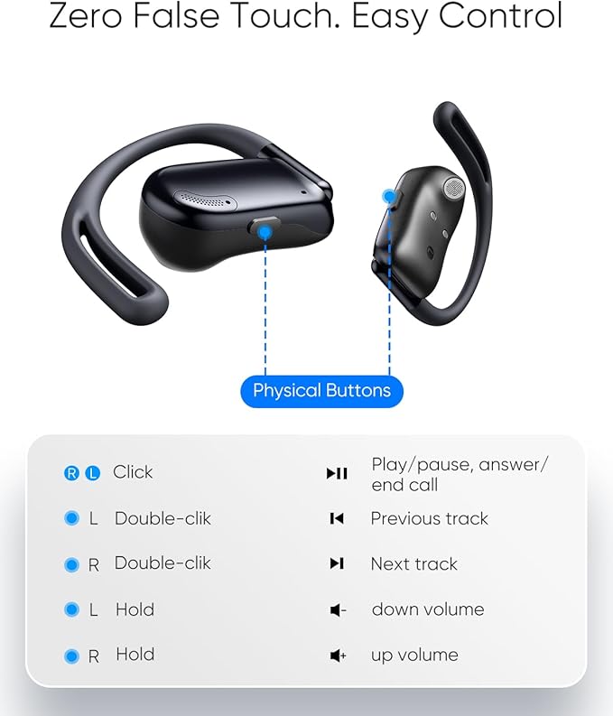 Open Ear Headphones, 0.28oz Lightweight Next-Gen Bluetooth 5.4 Air Conduction Wireless Earbuds w/Extra Bass, 48H Playtime, 3 EQ Modes, ENC Mic, IPX5, Snug Fit for Workout Running Beige