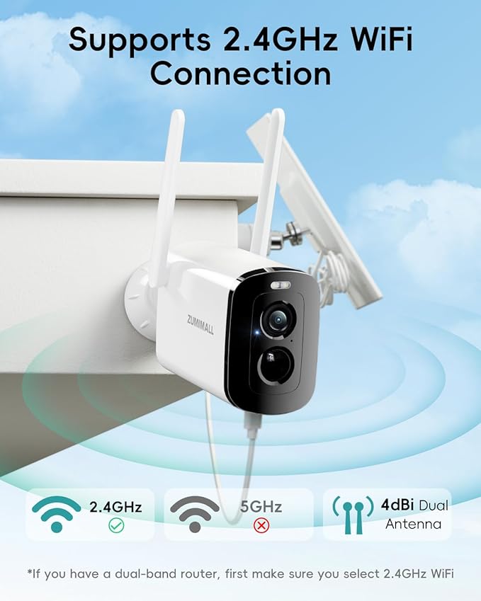 ZUMIMALL Solar Security Cameras Wireless Outdoor - 2 Packs, 2K Camera for Home Security with Color Night Vision, 2.4GHz WiFi, 2-Way Talk, Spotlight & Siren, IP66 Weatherproof, Compatible with Alexa