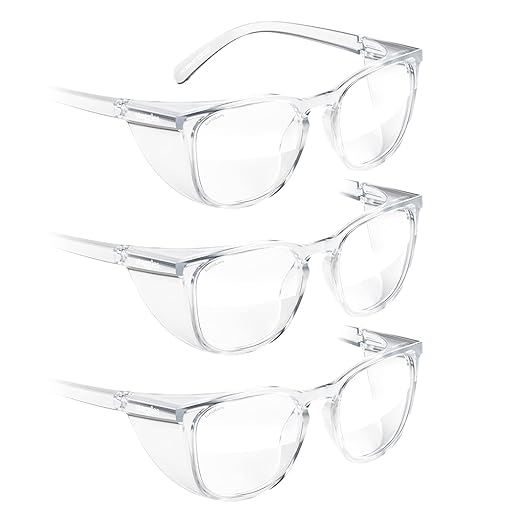 Stoggles Square Z87.1 Certified Polycarbonate Safety Glasses, Scratch & Shatter-Proof, Blue-Light & UV Blocking Lens, Top & Side Shields, Anti-Fog Dip Coated, Durable, Protective & Stylish Eyewear