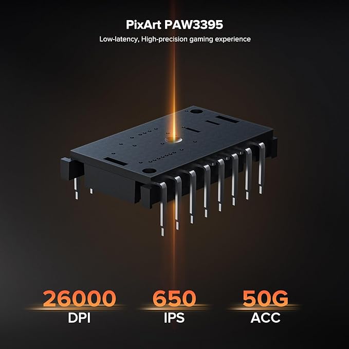 Wireless Gaming Mouse, 26000 DPI, 8K Polling Rate, Tri-Mode 2.4GHz/USB-C/Bluetooth Ergonomic Mouse with Web-Driven, Ice-Cooling Coating, Rechargeable Gaming Mice for Laptop/PC/Mac/Xbox, Black