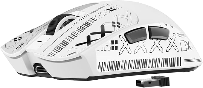 S9 Pro Wireless Gaming Mouse, 59G Ergonomic Computer Mouse, Triple Modes, 8K Polling, 26K DPI, PAW3395 Optical Sensor, Kailh Switch, 250h Battery Life, Programmable for PC/Win/Mac(White)