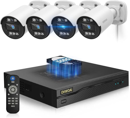 《122° Wide-Angle & 80FT Night Vision》Outdoor Wired Security Camera System,CCTV Cameras Outside, Video Surveillance Systems, Surveillance DVR Kits