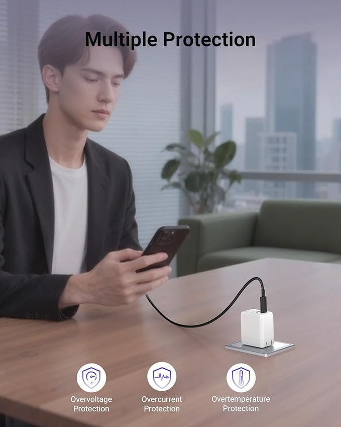 USB C Fast Charging Charger, 30W Dual-Port GaN Nano Charger with Foldable Plug for iPhone 16/15 Series, iPad, Galaxy S24 Ultra and More Series, (White, 2 Pack)