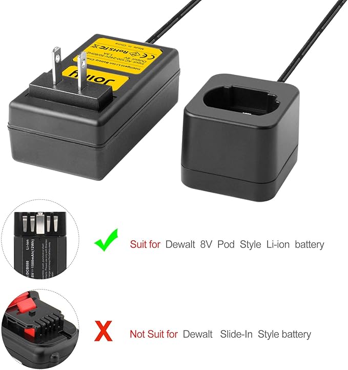 8V 2000mAh Li-ion Replacement Battery Charger with Higher Safety & Longer Runtime - Compatible with Dewalt DCB080, DW4390, DCF680N1, DCF680N2 DCF680G2 Cordless Power Tools (Charger)