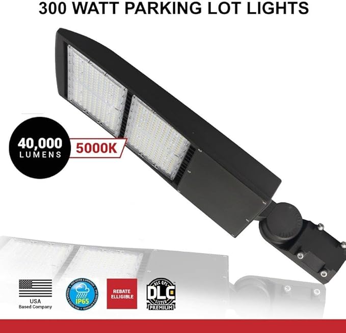 50,000 Lumen - 300 watt NextGen XT II Series LED Shoebox Lights - 170lm to watt -Dimmable - with Photocell - Slip FIT Mount -10KV Surge
