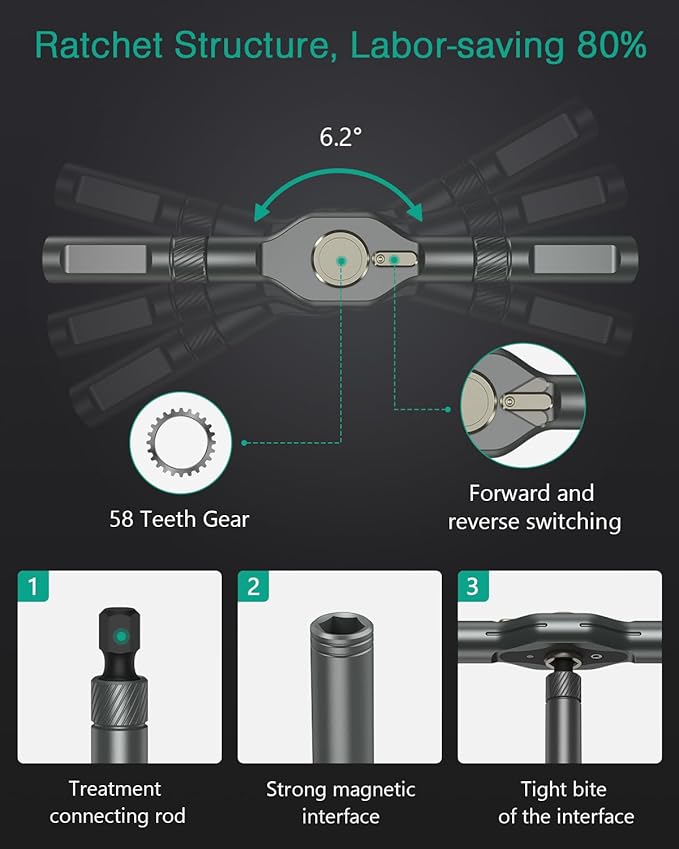 ORIA 42 in 1 Ratchet Screwdriver Set, Magnetic DIY Repair Tool Kit with Detachable Ratchet Handle, Portable Precision Screwdriver Kit with Storage Case, for Furniture, Bicycle, Computer