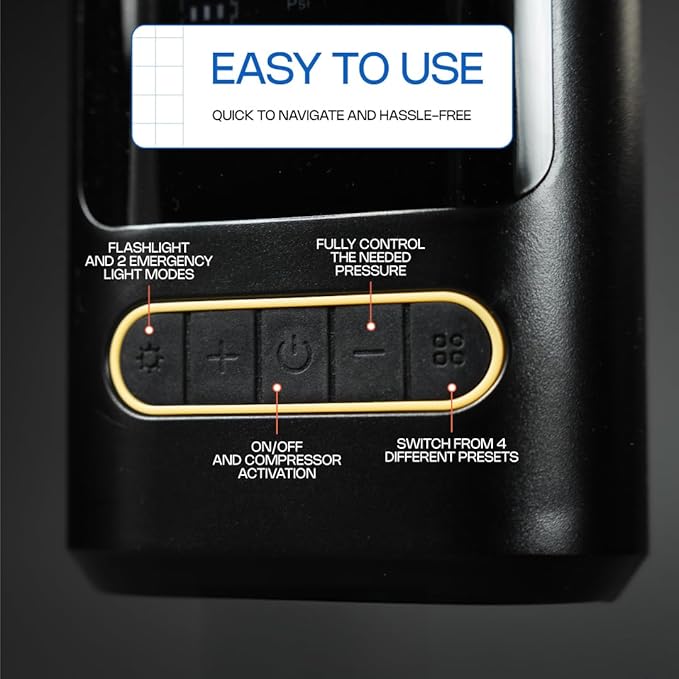 Portable Bike Air Compressor | Portable Bike Pump + Air Tire Pump | Compact & Powerful Tire Inflator for Bikes & Cars | Air Compressor by Revas