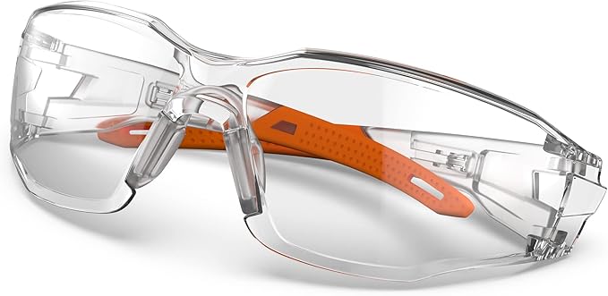DILANCO Clear Safety Glasses Goggles, Adjustable Frames and Scratch-Resistant with No-Slip Grips Safety Glasses for Women Men