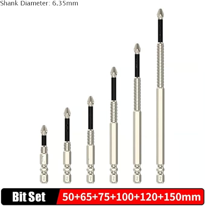 High-Magnetic Screwdriver Drill Bit,k5 impact resistant non slip bit,Strong Magnetic Durability Screwdriver Drill Bit Set,Anti-Slip Magnetic Electric Screwdriver Set,25 50 65 70 90 150mm (1Set)