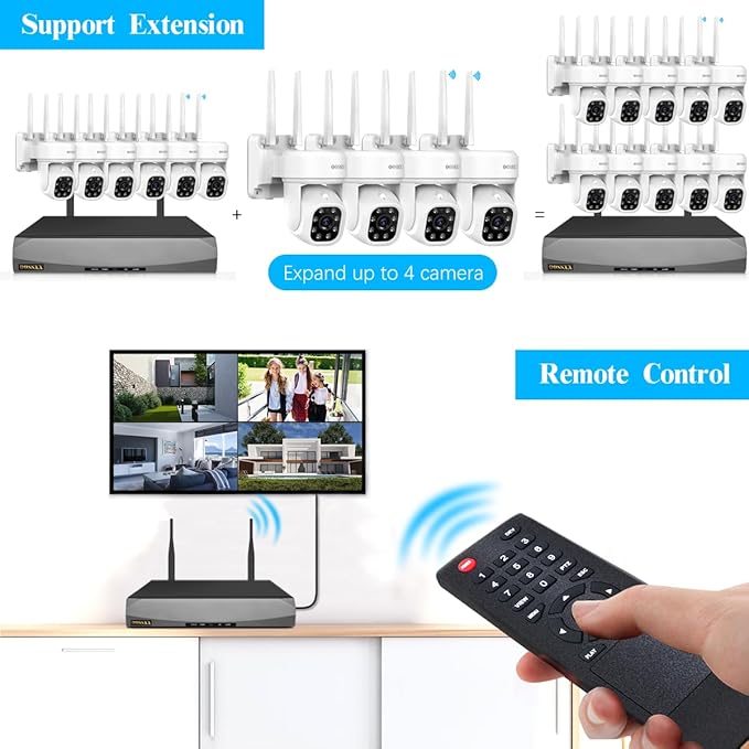 Auto-Tracking & 2-Way Audio PTZ WiFi Outdoor Security Camera System Pan 5MP Wireless Cameras System 10 Channel NVR Video Surveillance DVR Set