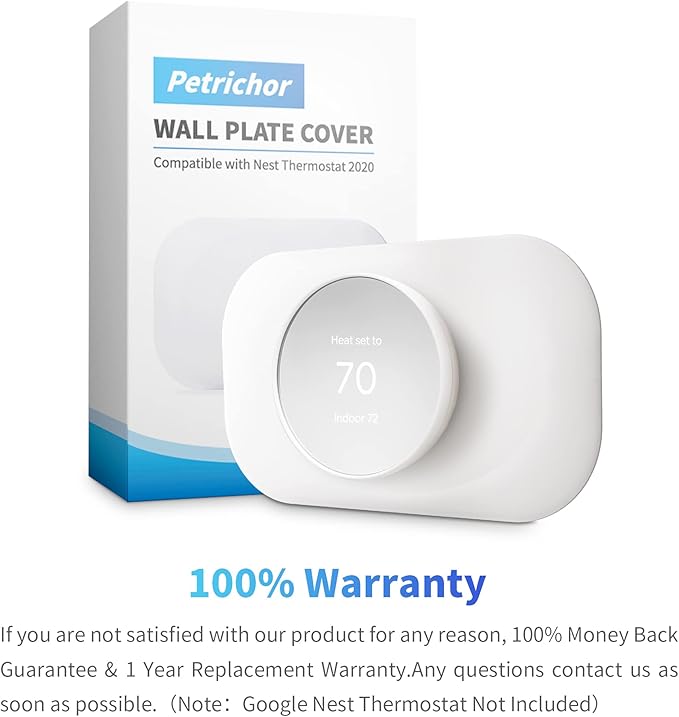 Compatible with Google Nest Thermostat 2020 Wall Plate Cover - Petrichor Nest Thermostat Trim Kit, Made for Google Nest Thermostat 2020, Cover Imperfections Easy to Install (White)