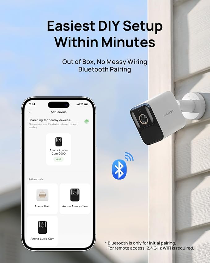 Anona Aurora 4K Solar Security Cameras Wireless Outdoor, Forever Power with Solar Panel, 8MP Color Night Vision, 24/7 AOV Recording, No Monthly Fees, AI Detection, Easy Setup, 2.4 G WiFi, IP67, 3 Pack