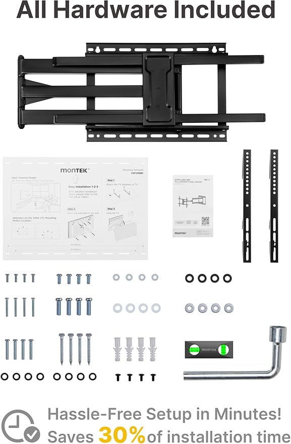 monTEK Long Arm TV Wall Mount for Most 43-80 Inch TVs, 42 Inch Long Extension TV Mount Swivel and Tilt, Full Motion Wall Mount Tv Bracket Fit Max VESA 600 x 400mm, Up to 110 lbs, 16”,18” Studs