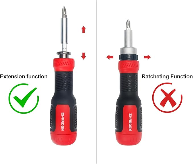 SHARDEN Multi Screwdriver 13-in-1 Screw Driver Adjustable Screwdriver Set Multitool All in One with Torx Security, Flat Head, Phillips, Hex, Square and 1/4 Nut Driver