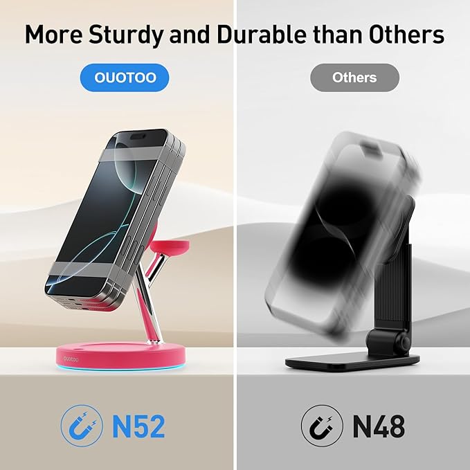 3 in 1 Charging Station Compatible with Mag-Safe Charger Wireless Charger Stand for iPhone 16 15 14 13 12 Series Wireless Charging Station for AirPods Wireless Charging Stand for iWatch Series (Red)