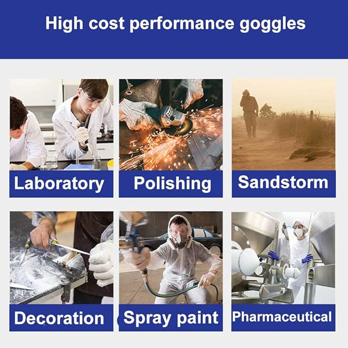 Super More 3PCS Anti-Fog Protective Safety Goggles Clear Lens Wide-Vision Adjustable Chemical Splash Eye Protection Soft Lightweight Eyewear