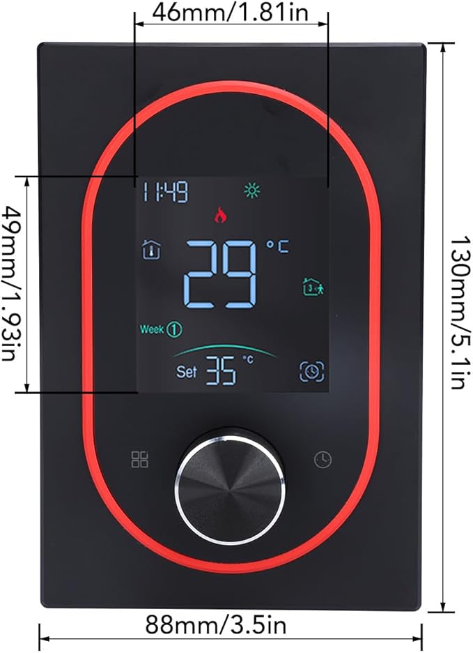 Smart Color Thermostat for Electric Heater LCD Programmable Touchscreen Control for Home Hotel Office with APP, ABS Aluminum Alloy Material (#1)