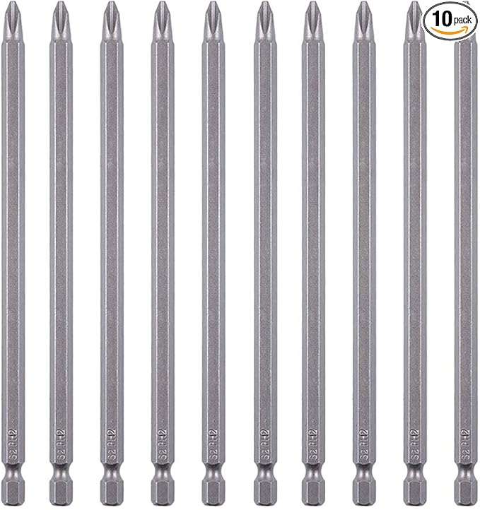 Rocaris 10 Pack 2 x 6" Cord less Drill Phillips Screwdriver Bit Magnetic Tip Extra Long Set