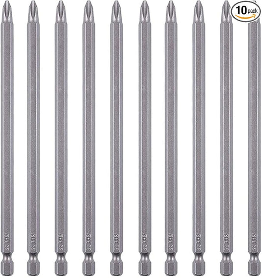 Rocaris 10 Pack 2 x 6" Cord less Drill Phillips Screwdriver Bit Magnetic Tip Extra Long Set