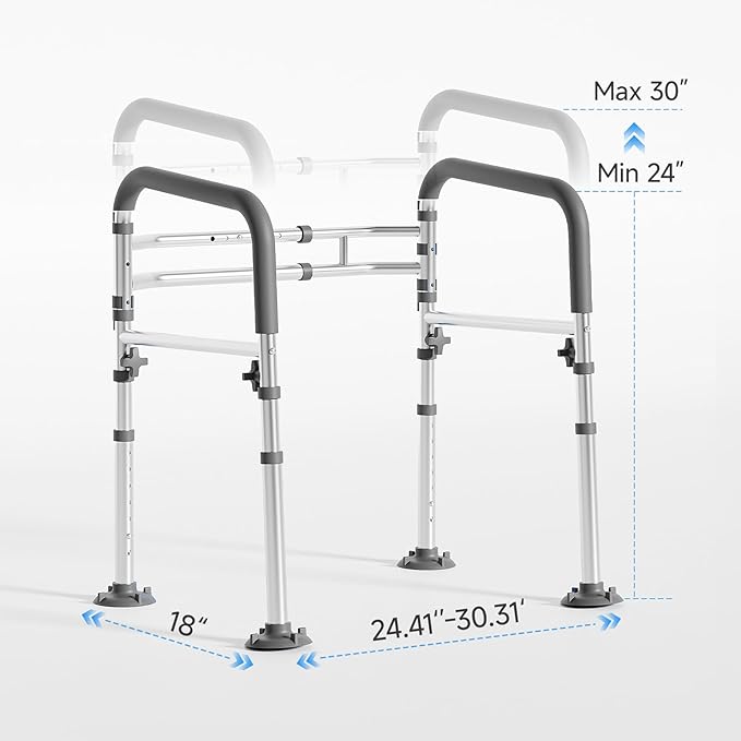 Toilet Safety Rail,Height-Adjustable Toilet Frame Width-Adjustable Toilet Handles Foldable Toilet Rail Provides Support for Seniors , Pregnant ,Disabled