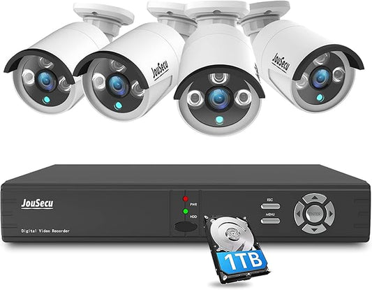 1080P 8CH Wired Home Security Camera System HD 5-in-1 Video DVR Recorder with 4X HD 2MP Weatherproof CCTV Cameras, Motion Alert, Remote Access