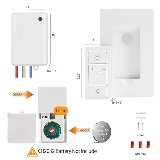 Wireless Dimmer Light Switch and Receiver Compatible With Alexa - Smart Wall Switch for Ceiling Lights, Fans, Lamps