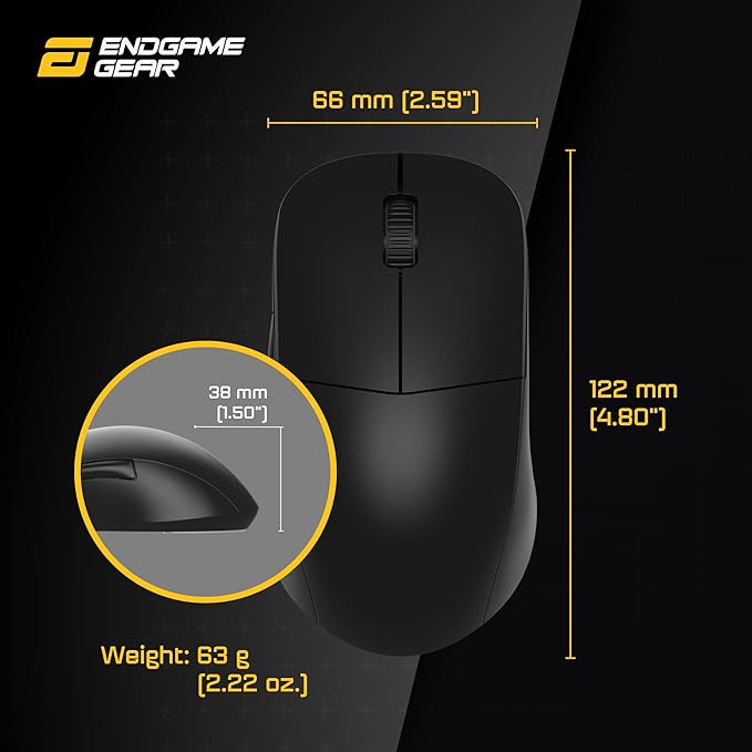 ENDGAME GEAR XM2we Wireless Gaming Mouse, Programmable Mouse with 5 Buttons and 19,000 DPI, Black