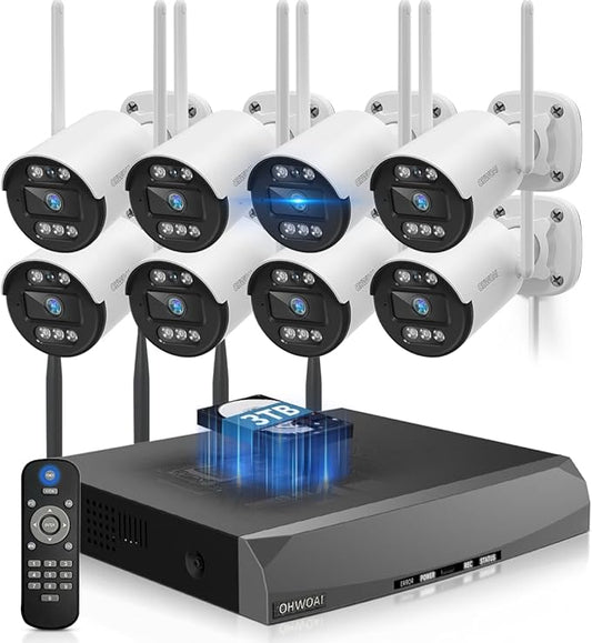 《𝟭𝟯𝟬°𝗪𝗶𝗱𝗲 𝗔𝗻𝗴𝗹𝗲 & 𝟮-𝗪𝗮𝘆 𝗔𝘂𝗱𝗶𝗼》Wireless Security Camera System Outdoor, WiFi Cameras for Home Security,Video Surveillance Systems