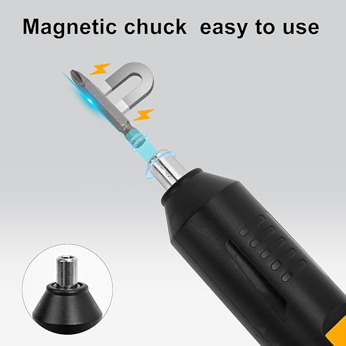 Cordless Screwdriver Rechargeable – Compact Battery Operated Electric Screw Driver with Magnetic Bits, Type-C Charging, 12 Bits & Storage Box – Small Power Screwdriver for DIY & Repairs