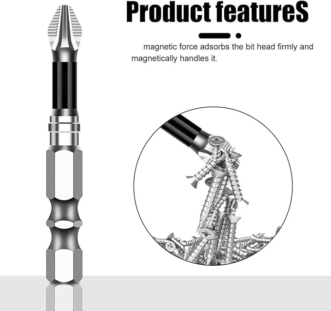 Continentau High-Magnetic Screwdriver Drill Bit Set, Magnetic Durability Screwdriver Drill Bit Set, Anti-Slip Magnetic Electric Screwdriver Set for Home Decoration, Car Repai (1pcs)
