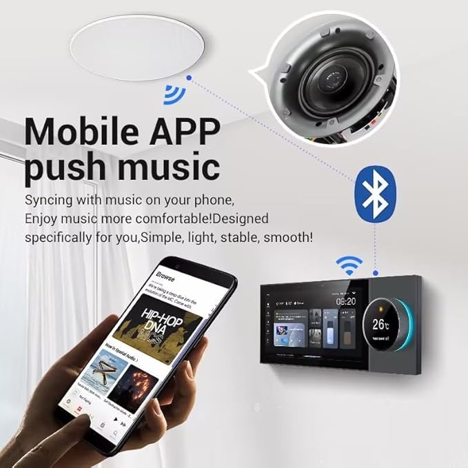 Smart Home Control Panel,7'' Dimmer and Background Music Player,Multifunctional Intelligent Control Touch Screen,Smart Life Tuya App Control Timer Switch for Smart Appliances