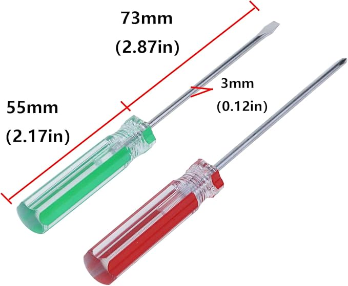 Antrader 2Pcs Screwdriver Set, Non-Magnetic 3mm Phillips & Slotted Bits Screwdriver with 3 Inch Steel Shaft for Repair Home Improvement Craft