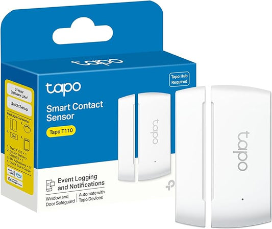 Tapo Door Sensor Mini, REQUIRES Tapo Hub, Long Battery Life w/Sub-1G Low-Power Wireless protocol, Contact Sensor, 15mm Wide Gap Allowed, Real-Time Notification, Smart Action (Tapo T110)