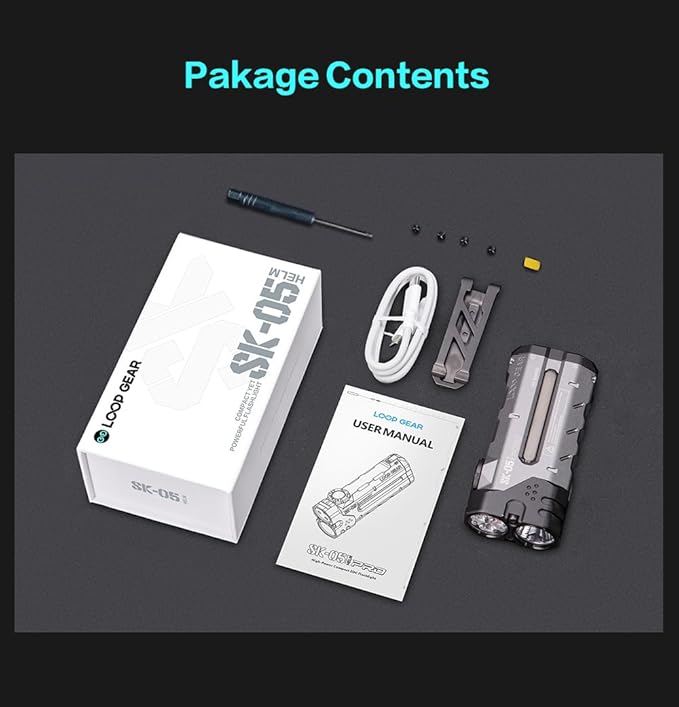 SK05 Pro Flat LED Flashlight with 8000mAh Power Bank, Sidelight Flashlight Combines Floodlight and Spotlight, 4360 High Lumens, Rechargeable, Magnetic Tail, IP68 Perfect for Camping, Outdoor