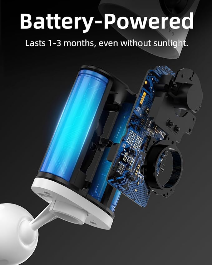 virtavo SolarFlask 2K Solar Security Cameras Wireless Outdoor, Starlight Lens, Color Night Vision, PIR Motion Detection, Battery-Powered, 2-Way Audio, Weatherproof, Cloud/SD Storage, 2.4GHz WiFi