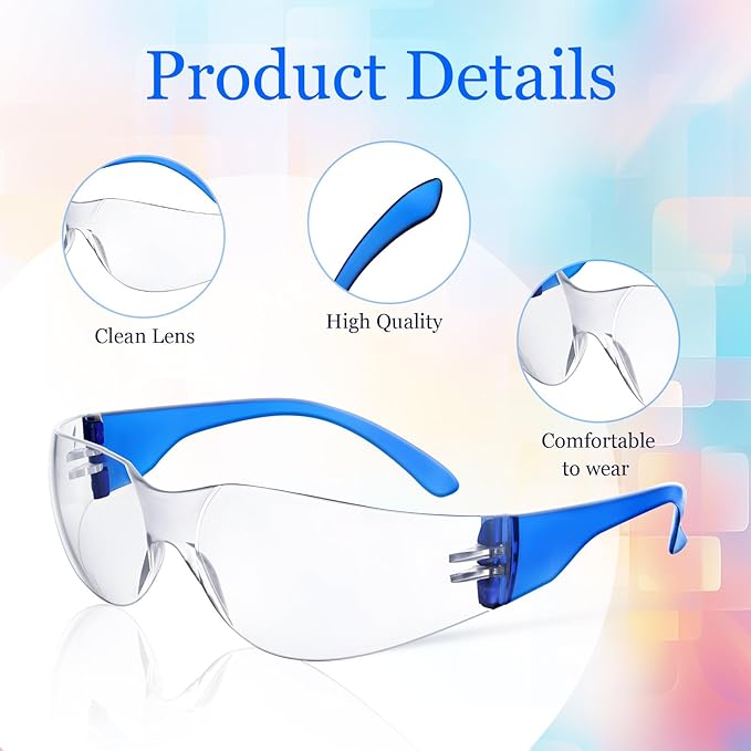 100 Pack Safety Glasses Bulk Protective Eyewear Goggles Eye Protection for Men Women Work Science Lab Construction