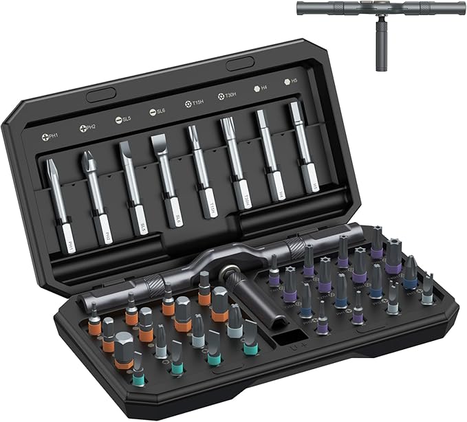 ORIA 42 in 1 Screwdriver Set, Magnetic Ratchet Screwdriver Kit with Ratchet Handle, 40 Precision Bits & Portable Case, DIY Repair Tool Kit for Electronics, Bike, Furniture, Computer, Phone, Black